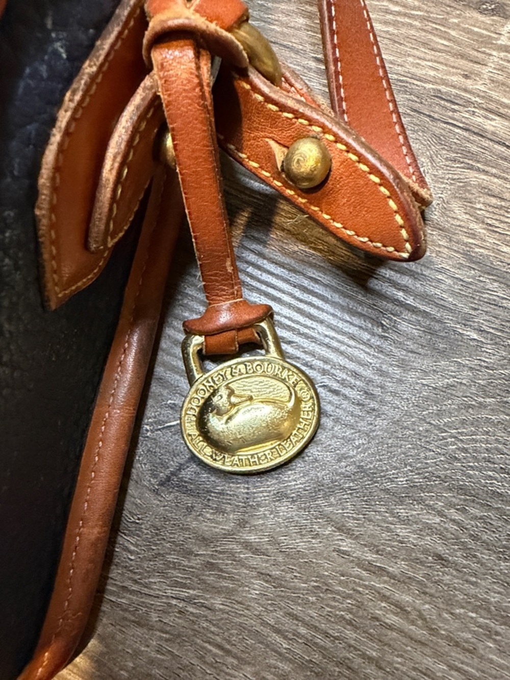 Dooney & Bourke Classic Blue Pebbled Leather Crossbody with Brown Trim - Picture 2 of 7